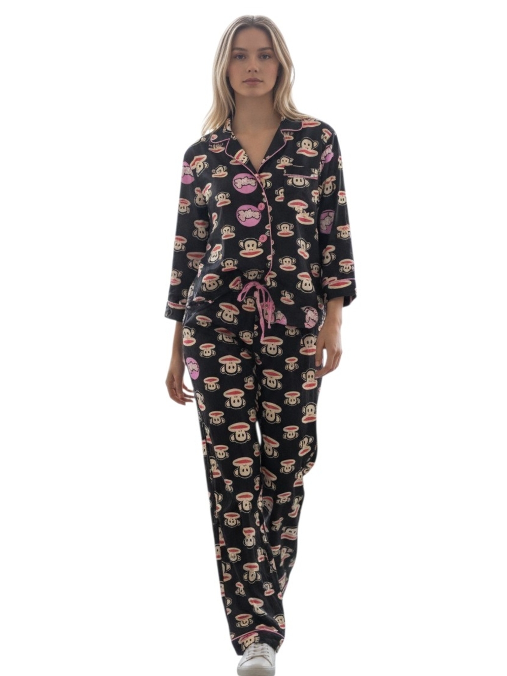Paul Frank Monkey Print Pajama Set - Black + Pink Size XL Julius & Friends